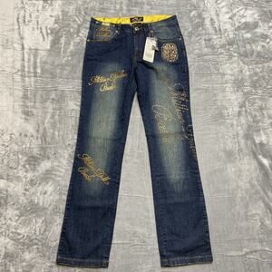 New Platinum Plush Million Dollar‎ Babe Studded Jeans Women’s Size 9 Blue Denim